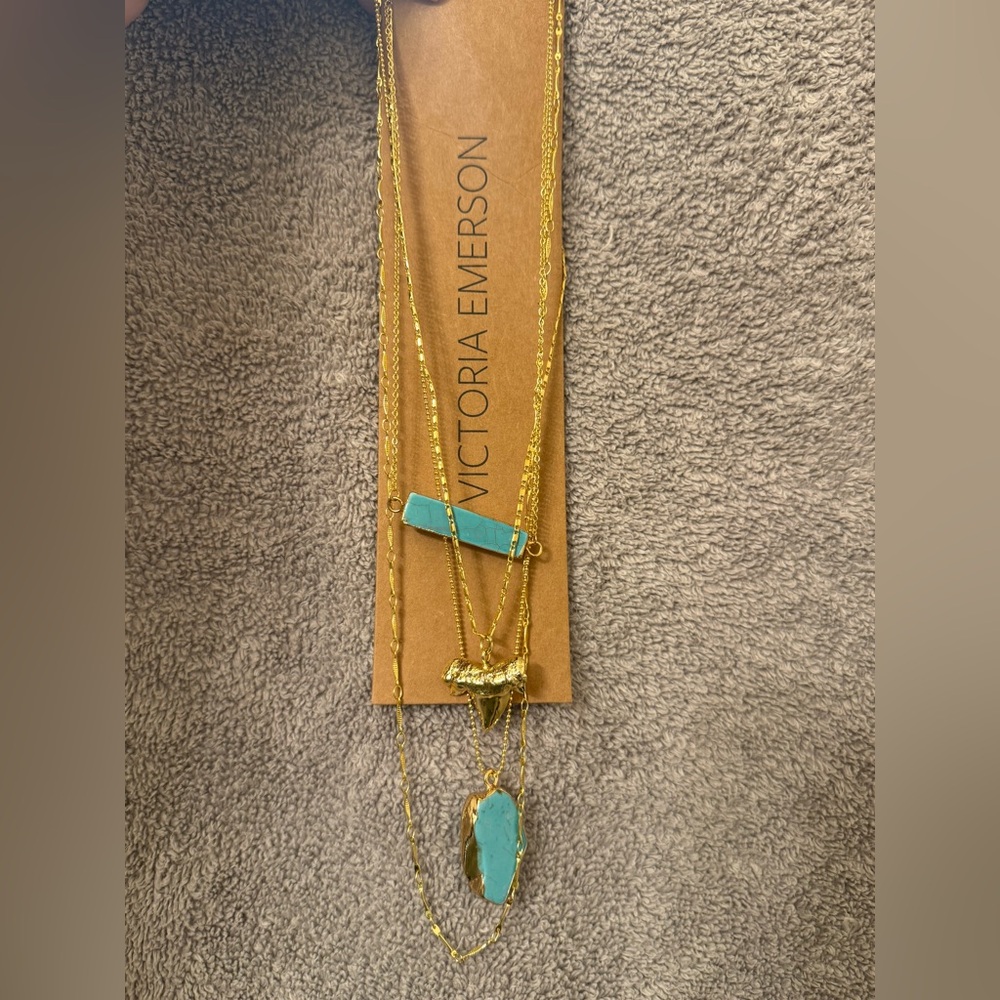 Victoria Emerson Gold and Teal Necklace